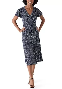 Women's Short Sleeve Printed Airflow Wrap Dress