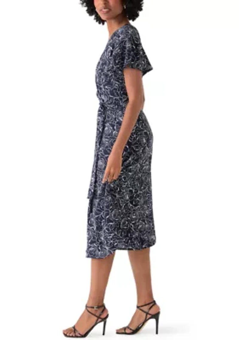 Women's Short Sleeve Printed Airflow Wrap Dress