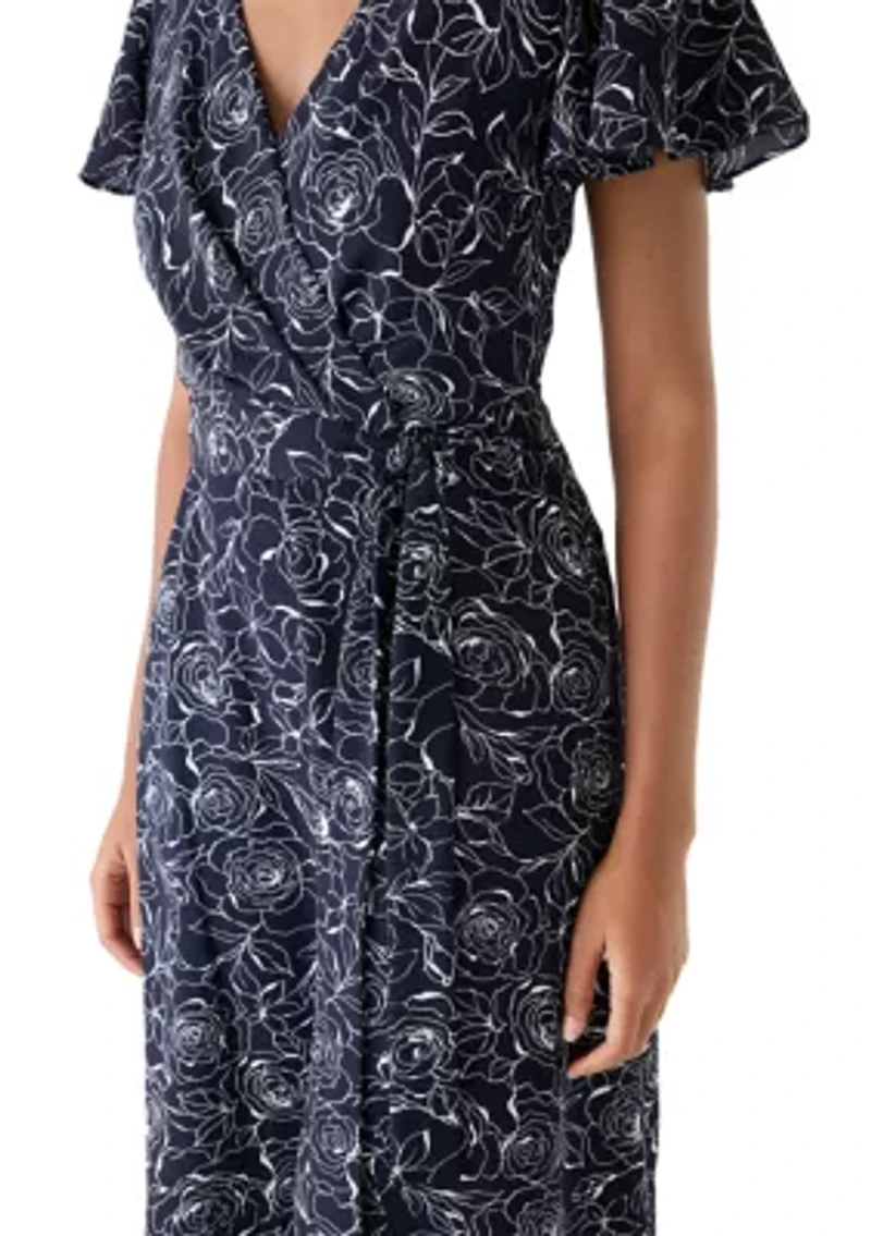 Women's Short Sleeve Printed Airflow Wrap Dress
