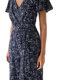 Women's Short Sleeve Printed Airflow Wrap Dress