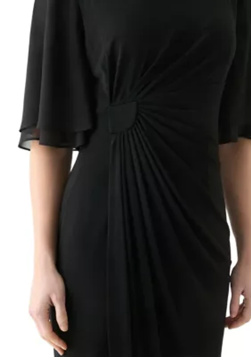 Women's Short Sleeve Crew Neck Solid Sheath Dress