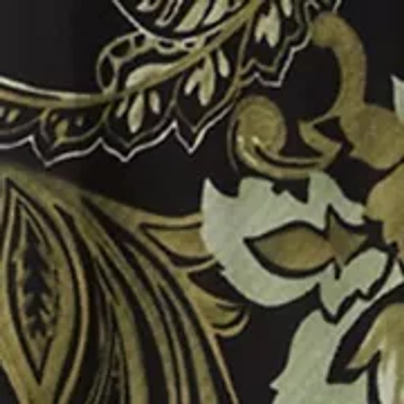 Women's Long Sleeve V-Neck Paisley A-Line Dress