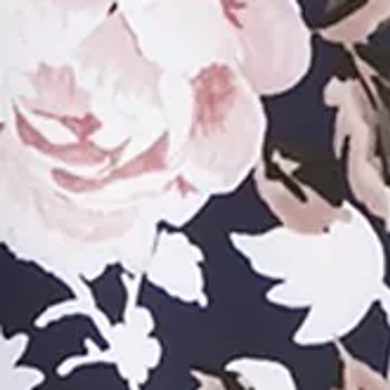 Women's Cap Sleeve Split Neck Floral Print Midi Sheath Dress