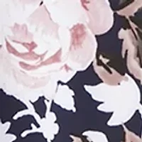 Women's Cap Sleeve Split Neck Floral Print Midi Sheath Dress