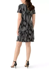Women's Short Sleeve Printed Bodre A-Line Dress