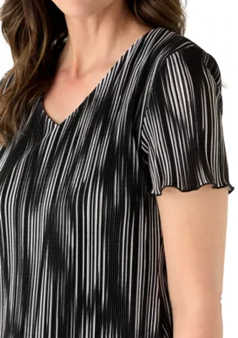 Women's Short Sleeve Printed Bodre A-Line Dress