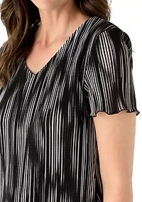 Women's Short Sleeve Printed Bodre A-Line Dress