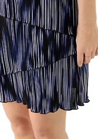 Women's Short Sleeve Printed Bodre A-Line Dress