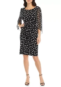 Women's 3/4 Sleeve Dot Print Sheath Dress