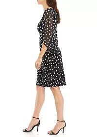Women's 3/4 Sleeve Dot Print Sheath Dress