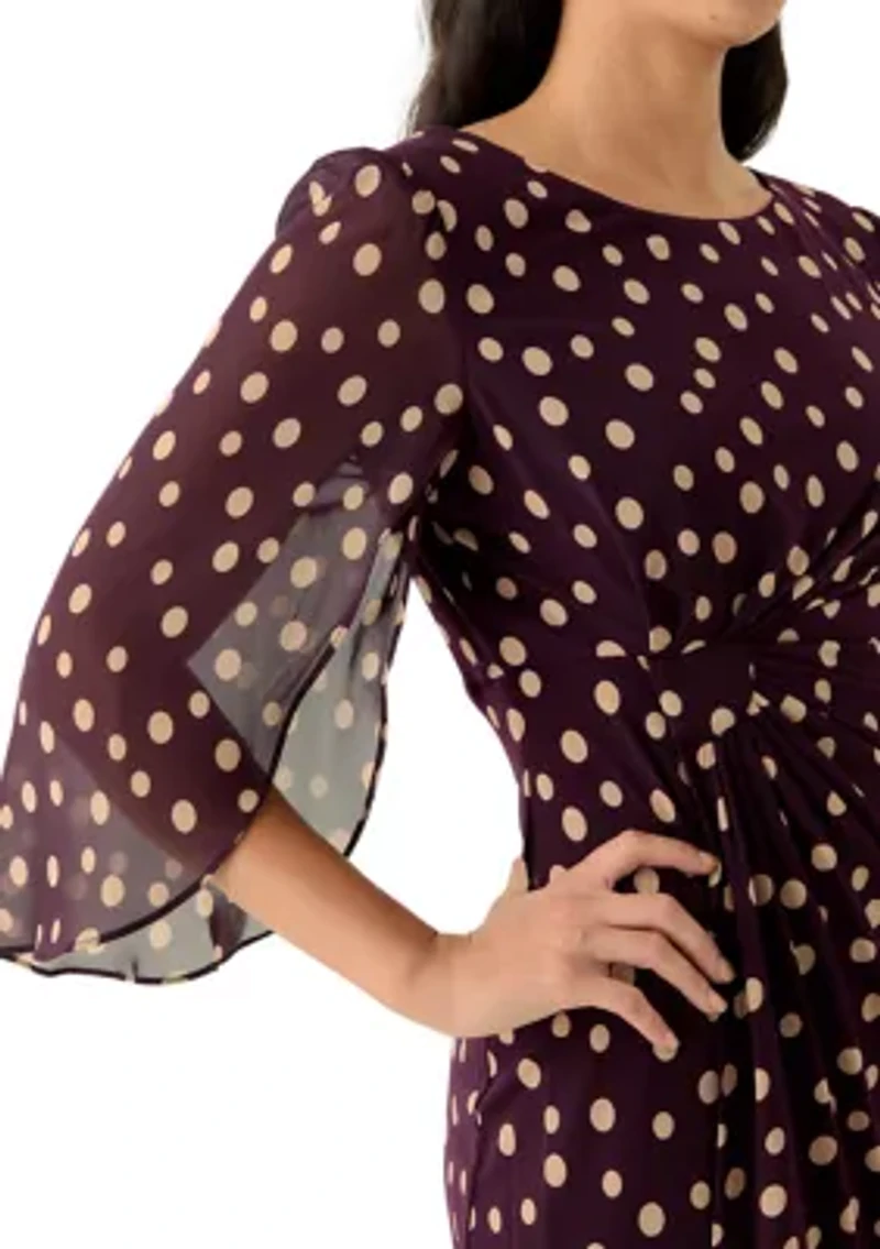 Women's 3/4 Sleeve Dot Print Sheath Dress