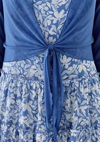 Women's 3/4 Sleeve Crew Neck Floral Print Jacket Dress