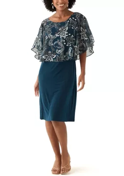 Women's Cape Sleeve Paisley Print A-Line Dress