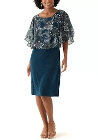 Women's Cape Sleeve Paisley Print A-Line Dress