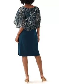 Women's Cape Sleeve Paisley Print A-Line Dress