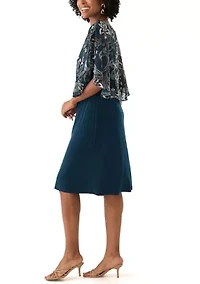 Women's Cape Sleeve Paisley Print A-Line Dress