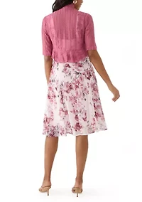 Women's Short Sleeve Scoop Neck Floral Print Jacket Dress