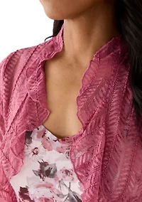 Women's Short Sleeve Scoop Neck Floral Print Jacket Dress