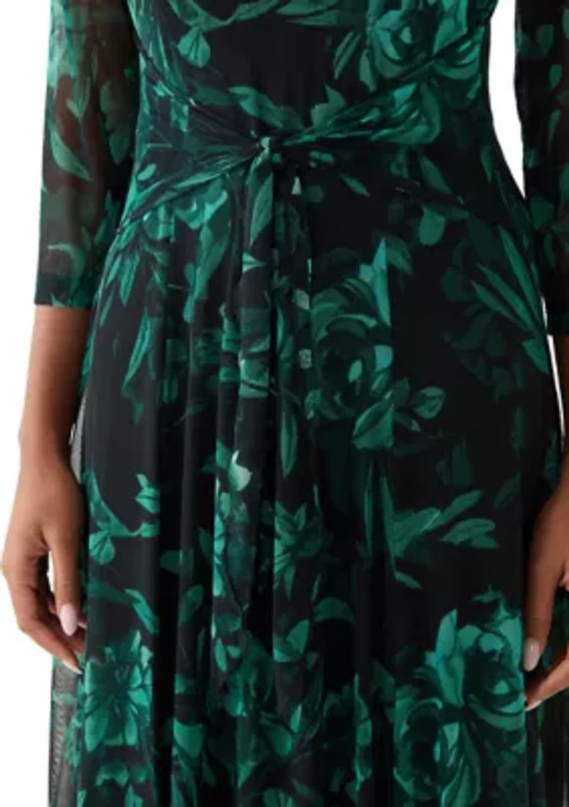 Women's 3/4 Sleeve Printed A-Line Dress