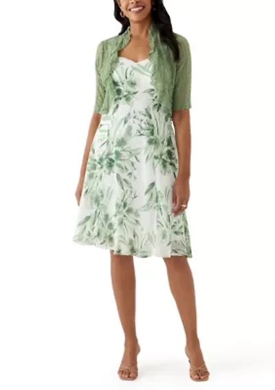 Women's Short Sleeve Floral Print Jacket Dress