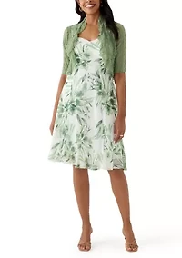 Women's Short Sleeve Floral Print Jacket Dress