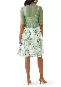 Women's Short Sleeve Floral Print Jacket Dress