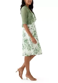 Women's Short Sleeve Floral Print Jacket Dress