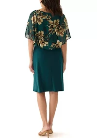 Women's Cape Sleeve Floral A-Line Dress