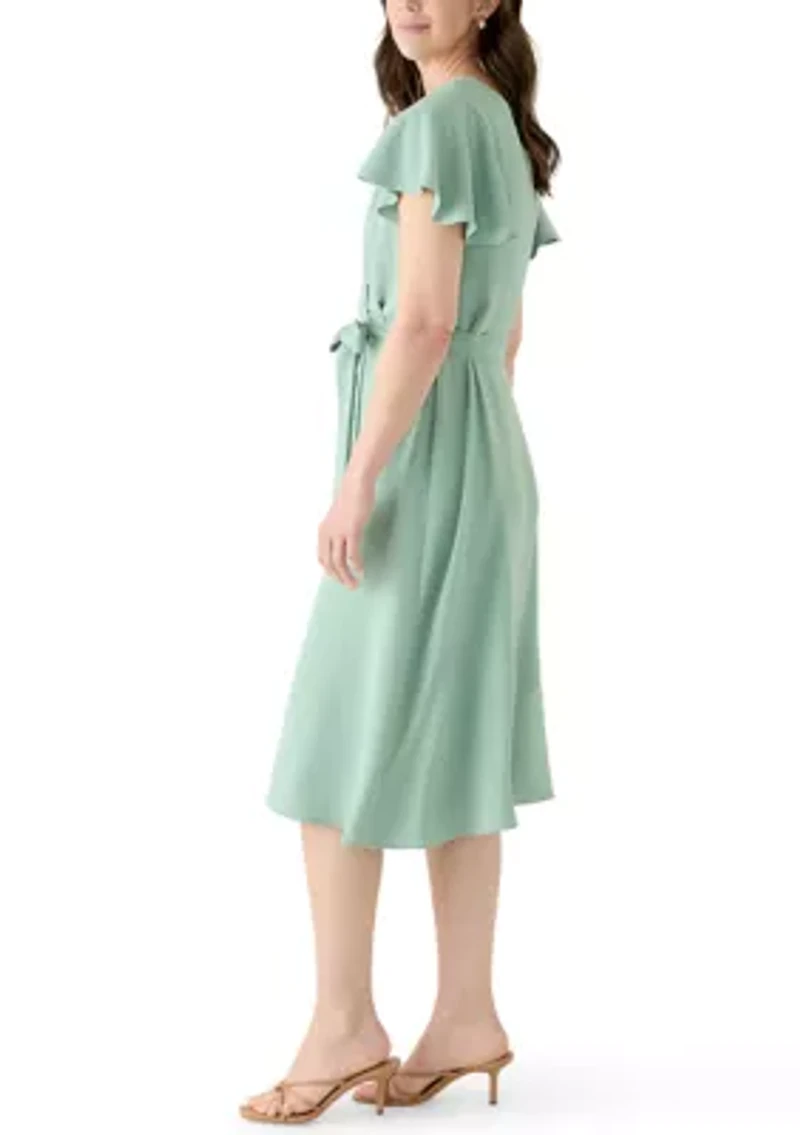 Women's Short Sleeve Airflow A-Line Midi Dress