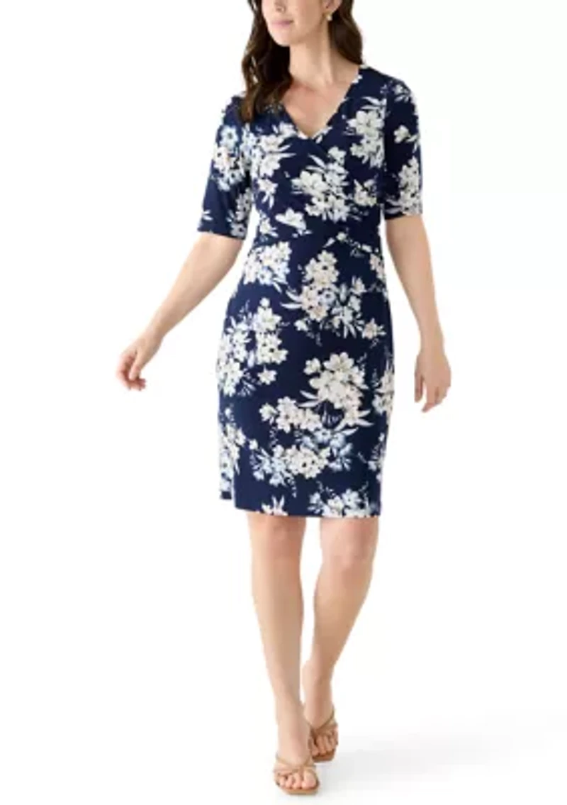 Women's Short Sleeve Printed Shift Dress