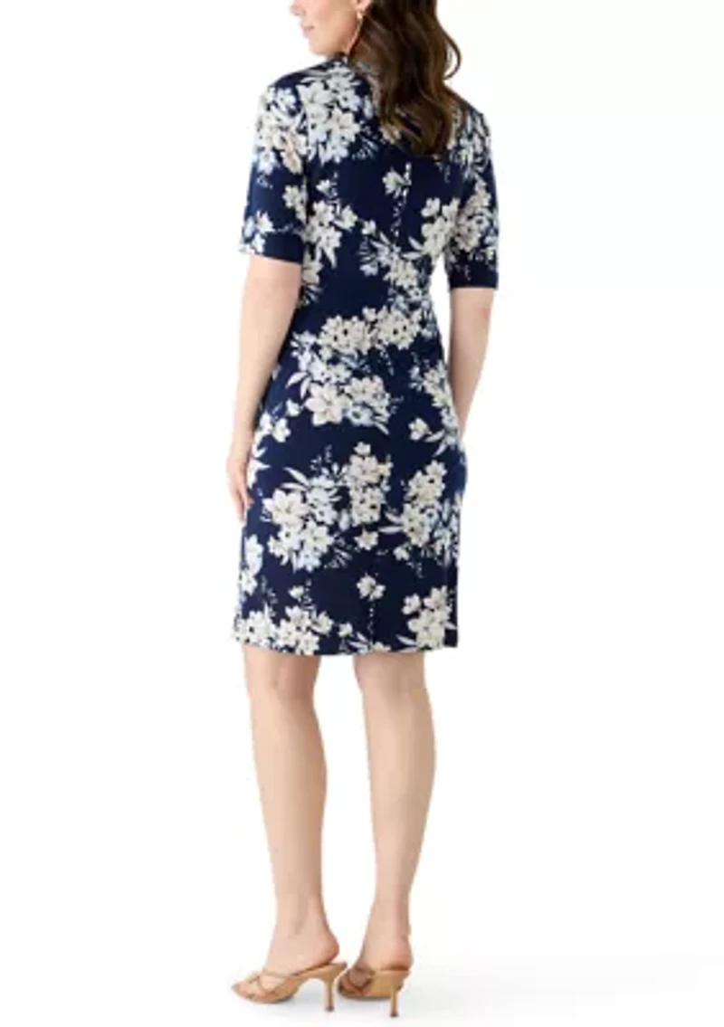 Women's Short Sleeve Printed Shift Dress