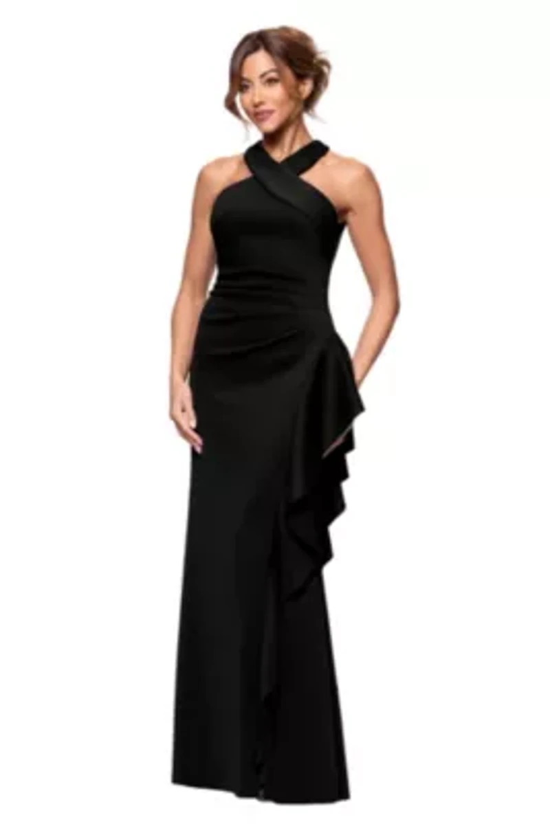 Women's Halter Cascade Ruffle Gown