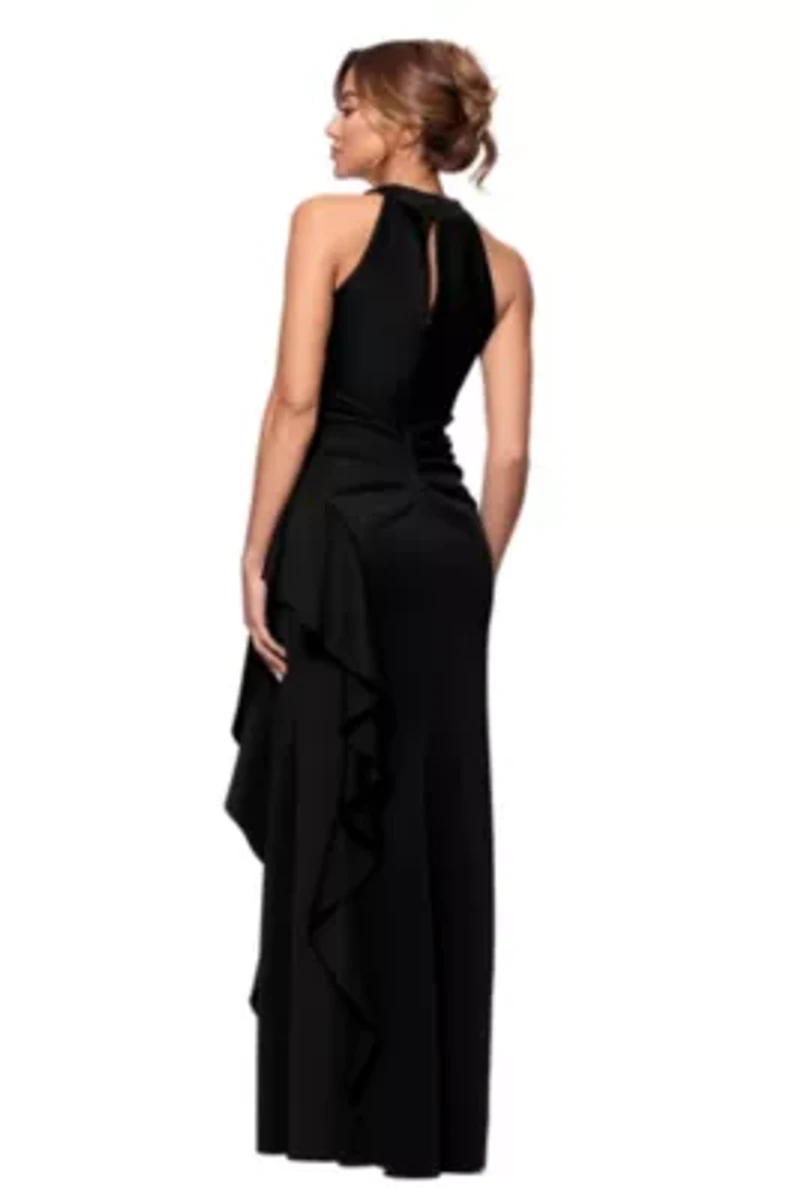 Women's Halter Cascade Ruffle Gown