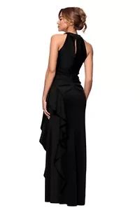Women's Halter Cascade Ruffle Gown