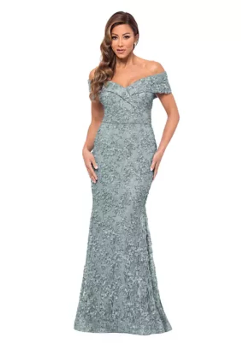 Women's Off the Shoulder Long Lace Dress