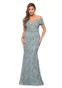 Women's Off the Shoulder Long Lace Dress