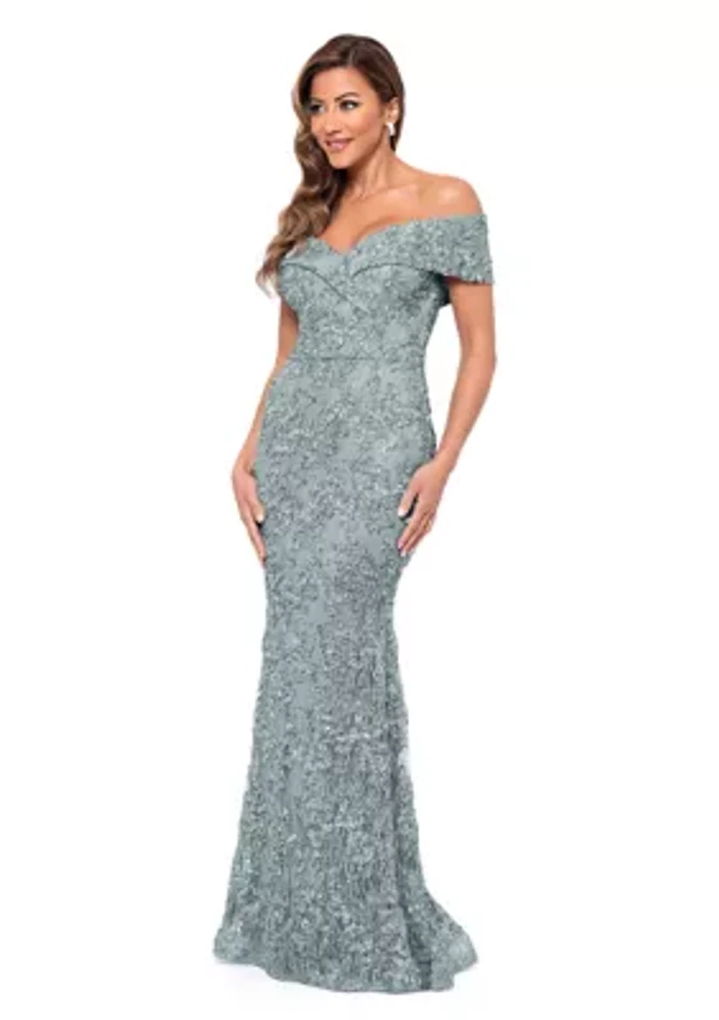 Women's Off the Shoulder Long Lace Dress