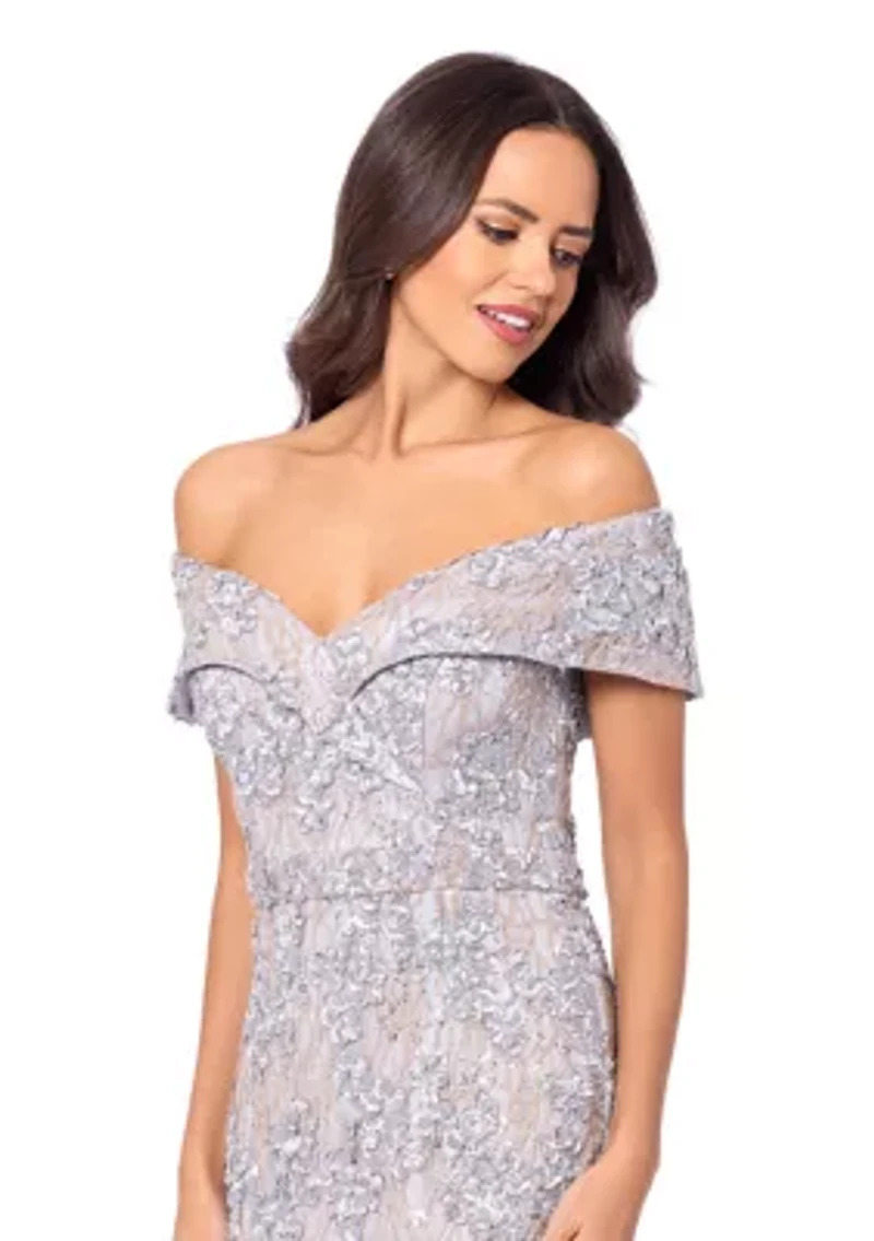 Women's Off the Shoulder Long Lace Dress