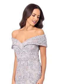 Women's Off the Shoulder Long Lace Dress