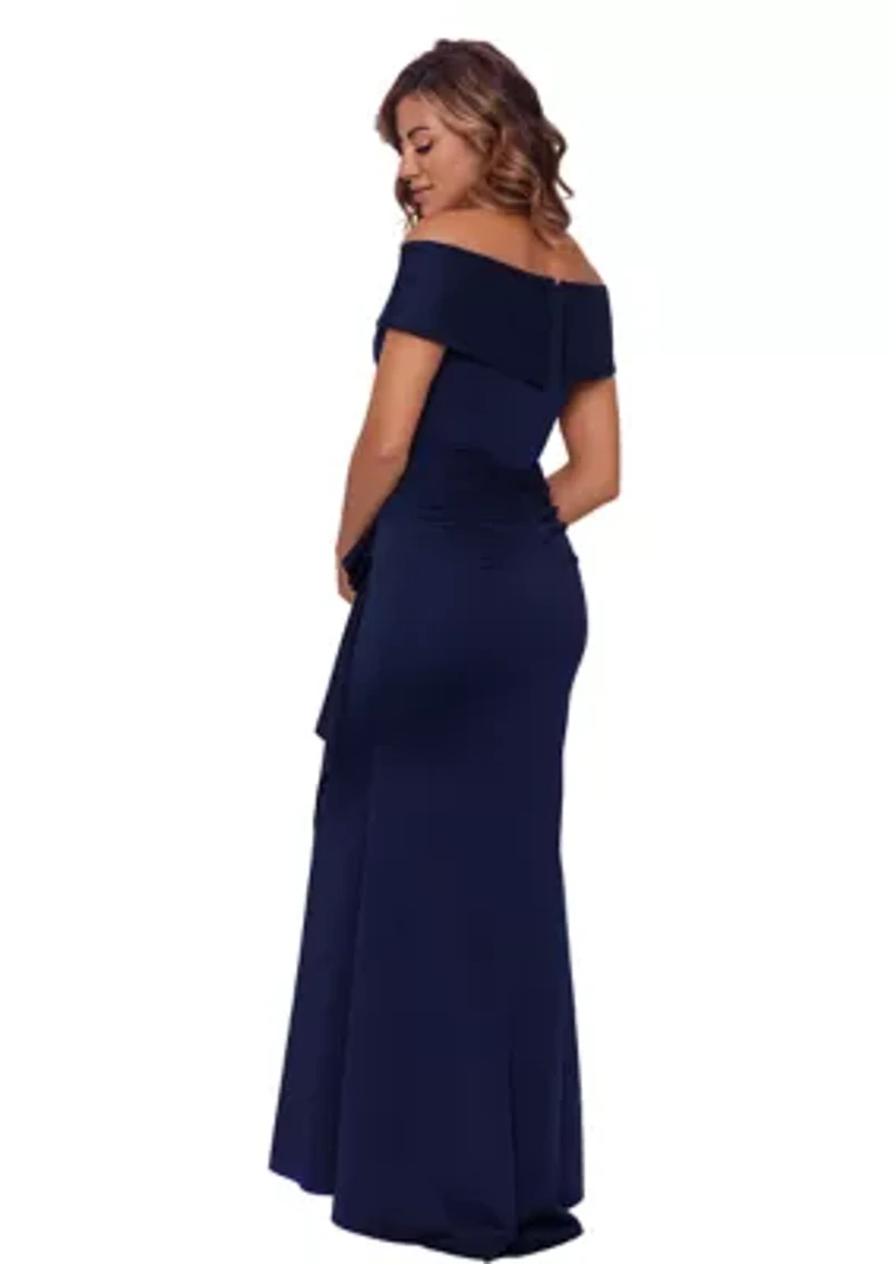 Long Off The Shoulder Scuba Ruffle