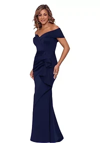 Long Off The Shoulder Scuba Ruffle