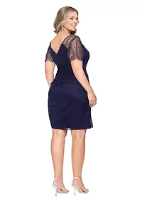 Plus Short Sleeve V-Neck Ruched Sheath Dress