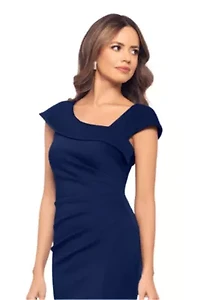 Women's Cap Sleeve Asymmetrical Solid Scuba Gown