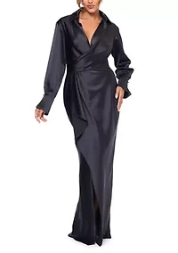Women's Long Sleeve Satin Slim Gown