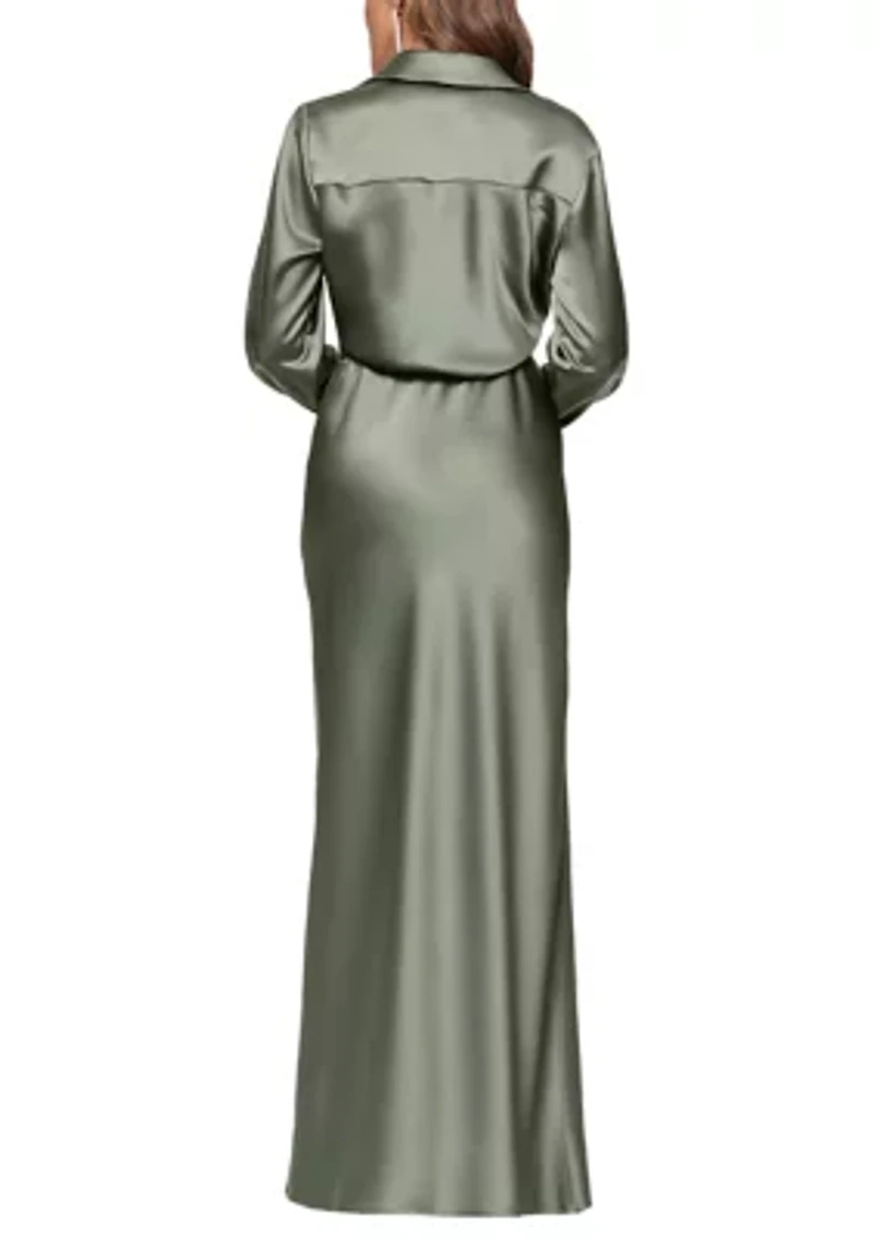 Women's Long Sleeve Satin Slim Gown
