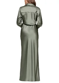 Women's Long Sleeve Satin Slim Gown