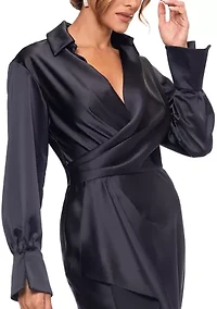 Women's Long Sleeve Satin Slim Gown