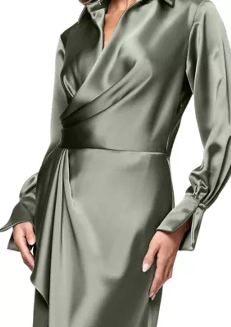 Women's Long Sleeve Satin Slim Gown