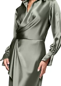 Women's Long Sleeve Satin Slim Gown