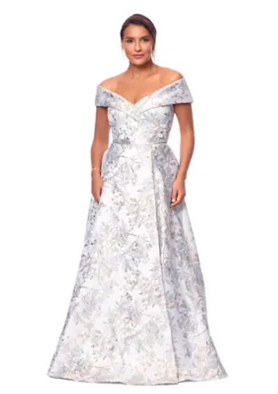 Women's Sleeveless Off the Shoulder Floral Print Scuba Gown